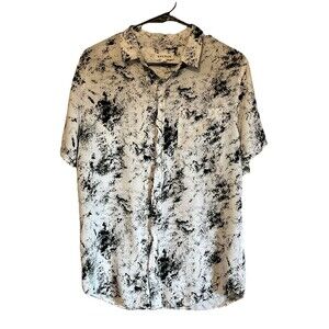 PACSUN Sondar Mens Size Medium Short Sleeve Button Up Shirt Black White